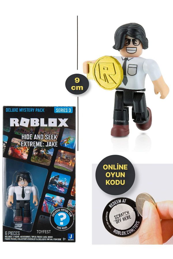 TOYFEST-ROBLOX Deluxe Mystery Pack Series 3 Hide and Seek Extreme : Jake - 9 cm Online Game with Code 1