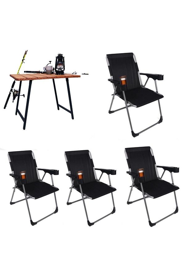 Epicsa Luxury 4 Camping Chair and Table Set with Cup Fdr 01 Trendyol