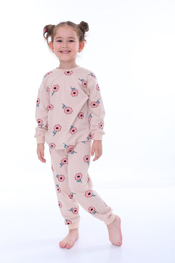bunny hopp 100 Cotton Floral Patterned Long Sleeve Pajamas Set for 3 8 Years Old Girls Trendyol