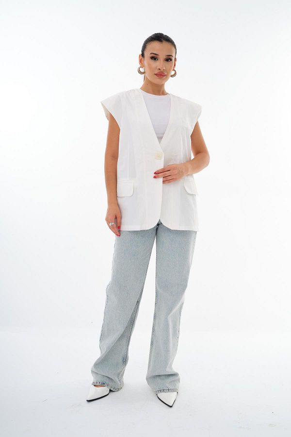 KEYYMOD-White Cos Vest with Transparent Buttons 1