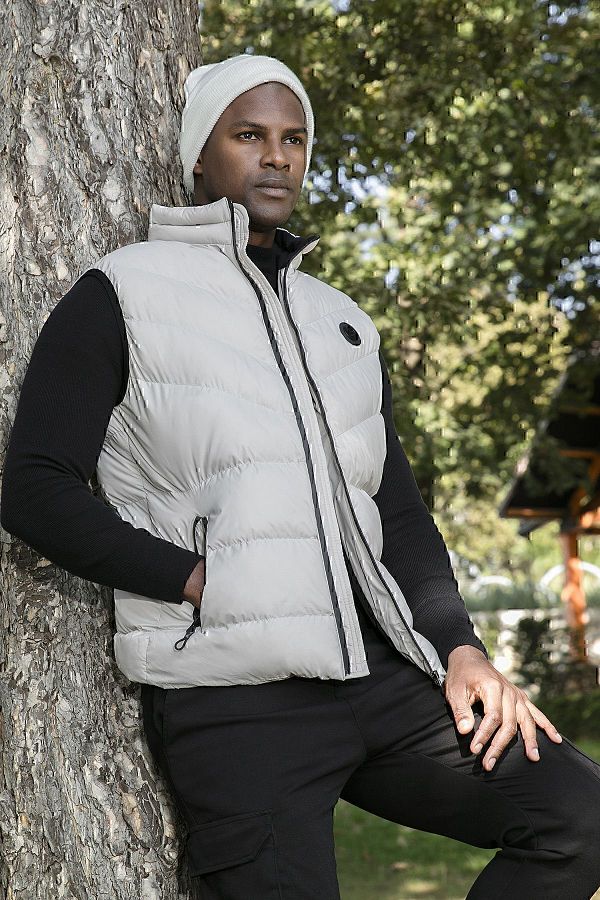 Buratti Slim Fit Water and Wind Resistant Stand Collar Inflatable Vest Men s VEST 649008 Trendyol