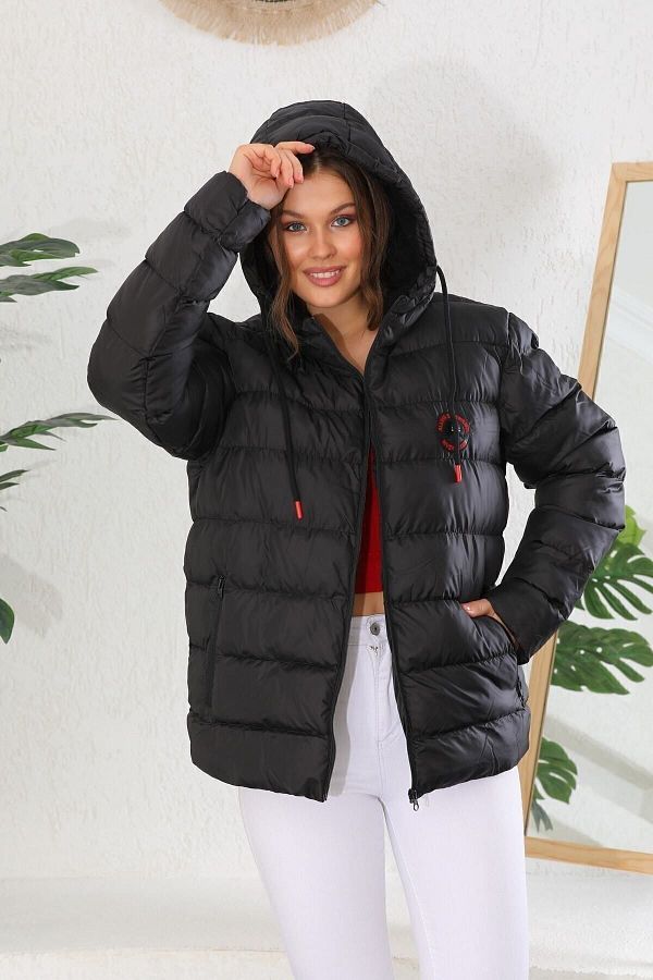 Goccix Women s Black Windproof Wind Resistant Fleece Puffer Jacket Trendyol