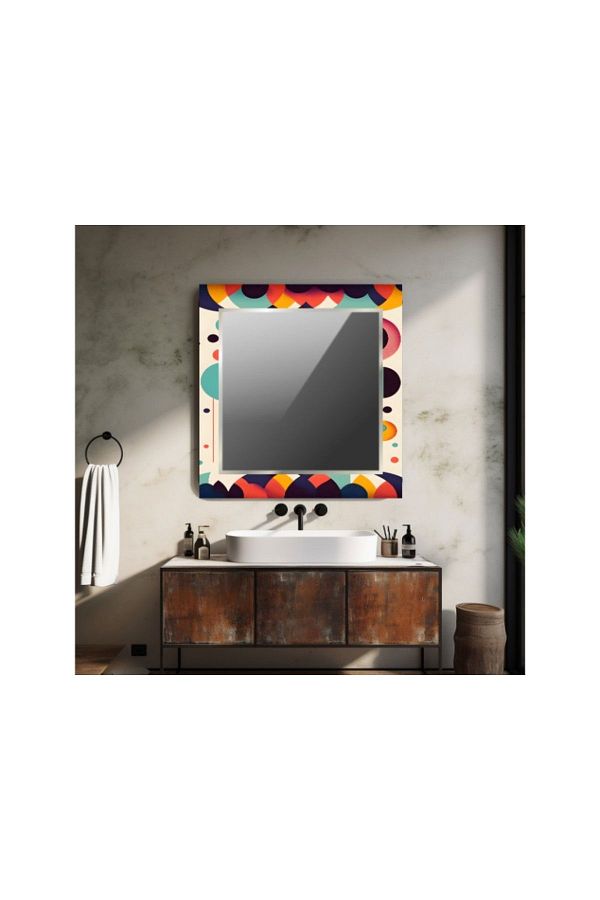 BD DİGİTAL-Decorative Patterned Square Wall Mirror 129 - 70 X 70 1