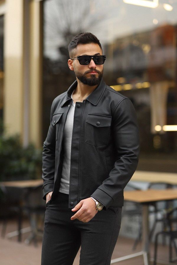 S M CLOTH NG Black Carbon Leather Men s Jacket Trendyol