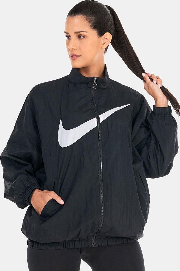 Nike Essential Woven Oversize Women s Black Sportswear Jacket Trendyol