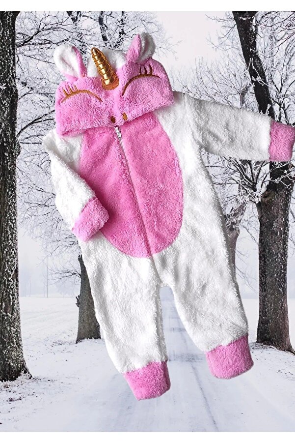 Baby Animals Welsoft Peluş Fermuarlı Kışlık Unisex Kız Erkek Bebek Uyku Tulumu Bebek Tulumu Çocuk Tulumu Kostümü