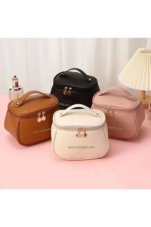 Cooky Portable Toiletry Bag Handle and Multifunctional Leather Makeup Bag Trendyol