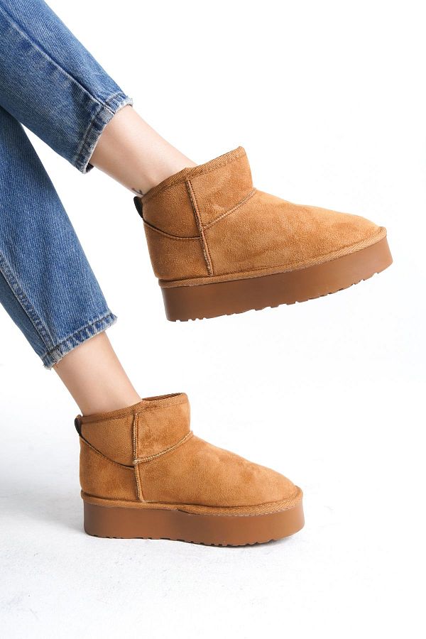 Super Shoes Comfortable Women s Boots Wool and Fur High Sole and Warm Lining Trendyol