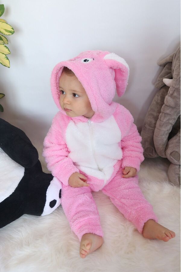 Baby Animals Welsoft Peluş Fermuarlı Kışlık Unisex Kız Erkek Bebek Uyku Tulumu Bebek Tulumu Çocuk Tulumu Kostümü