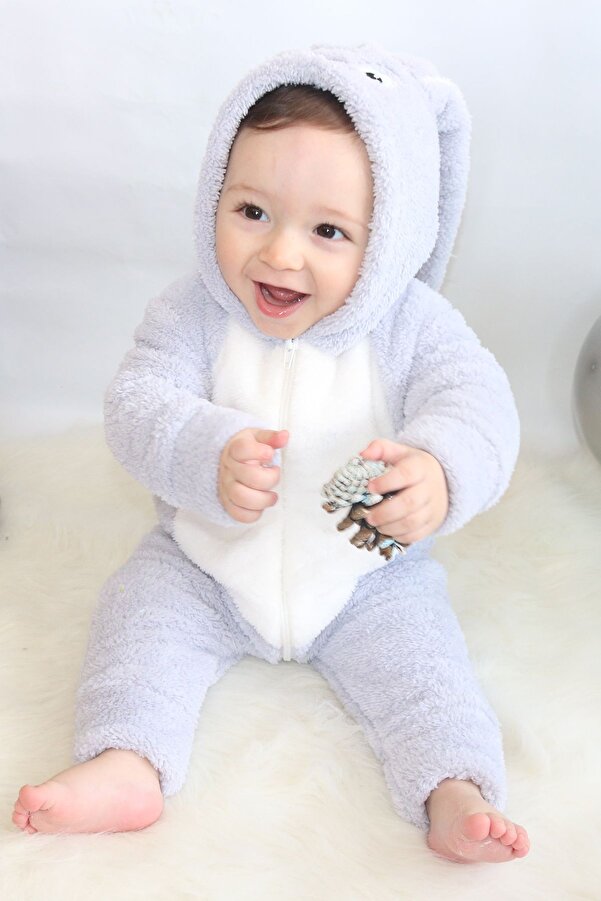 Baby Animals Welsoft Peluş Fermuarlı Kışlık Unisex Kız Erkek Bebek Uyku Tulumu Bebek Tulumu Çocuk Tulumu Kostümü