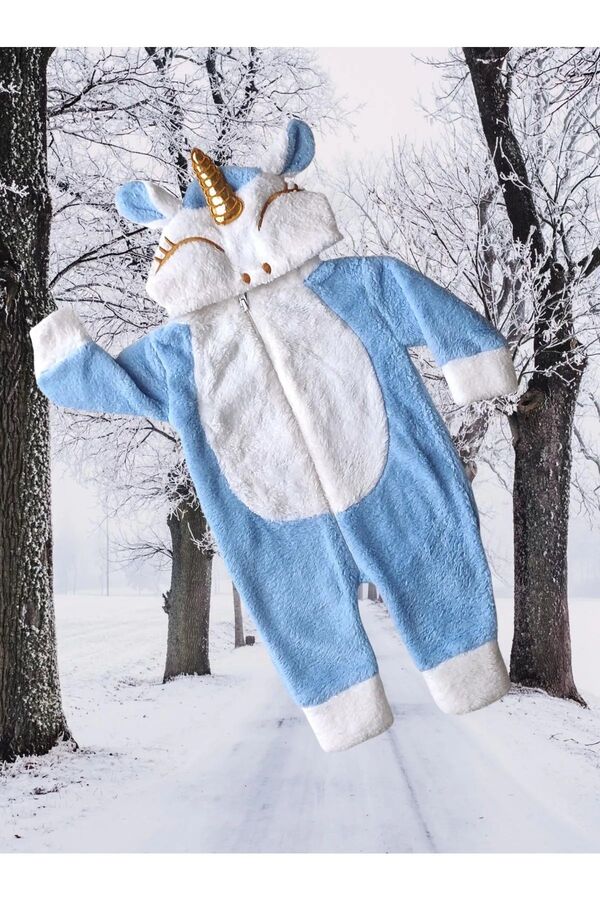 Baby Animals Welsoft Peluş Fermuarlı Kışlık Unisex Kız Erkek Bebek Uyku Tulumu Bebek Tulumu Çocuk Tulumu Kostümü