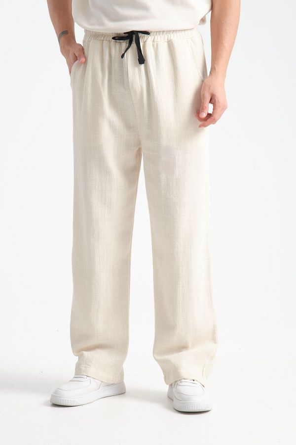 Vintage Inspired Elastic Waist Summer Loose Linen Pants 3671