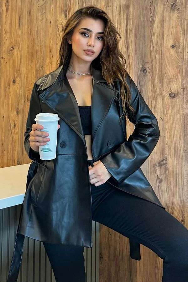 Women's faux leather trench coats on sale
