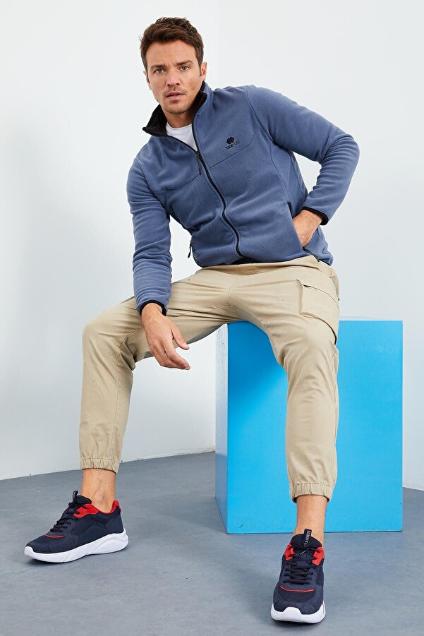 Tommy Life Men's Fleece Sweatshirt Embroidered Petrol Text, Stand