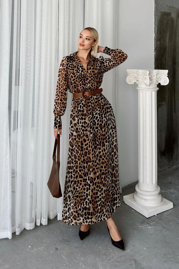 Leopard chiffon dress hot sale