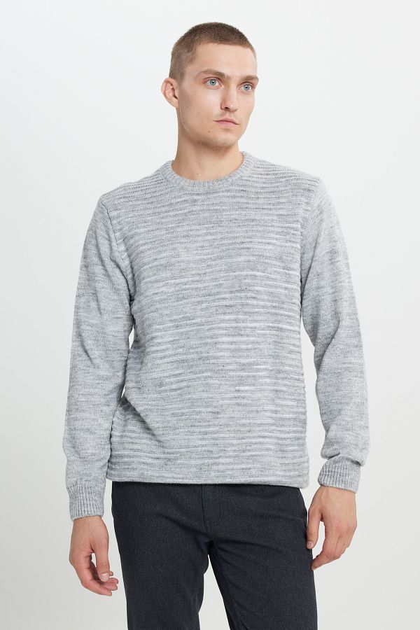 ALTINYILDIZ CLASSICS-Férfi mintás kötöttáru pulóver - Bone-Grimelange, Crew Neck, Standard Fit 1