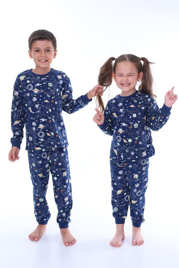 endudu Space Themed Children s Pajama Set Travel Spacecraft Soft Combed Cotton Unisex Trendyol