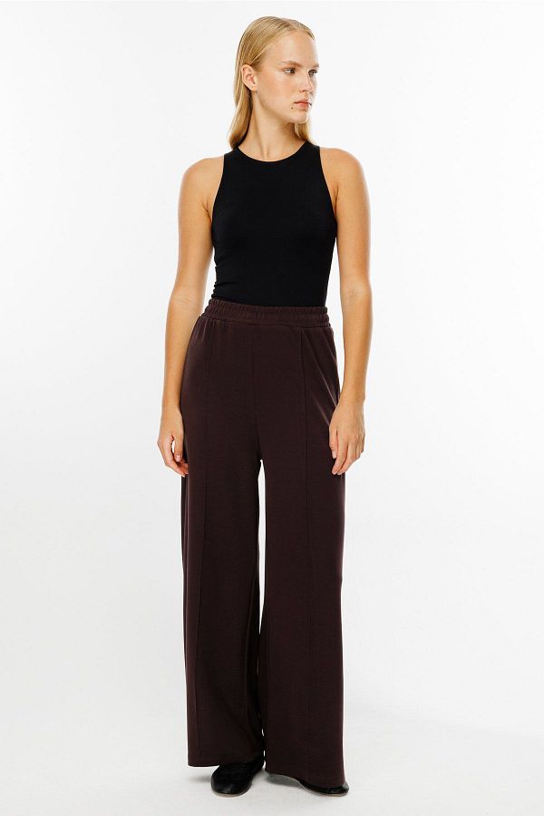 Hooopstore-Pantaloni compacti din bumbac Bitter Brown - Talie elastică 1