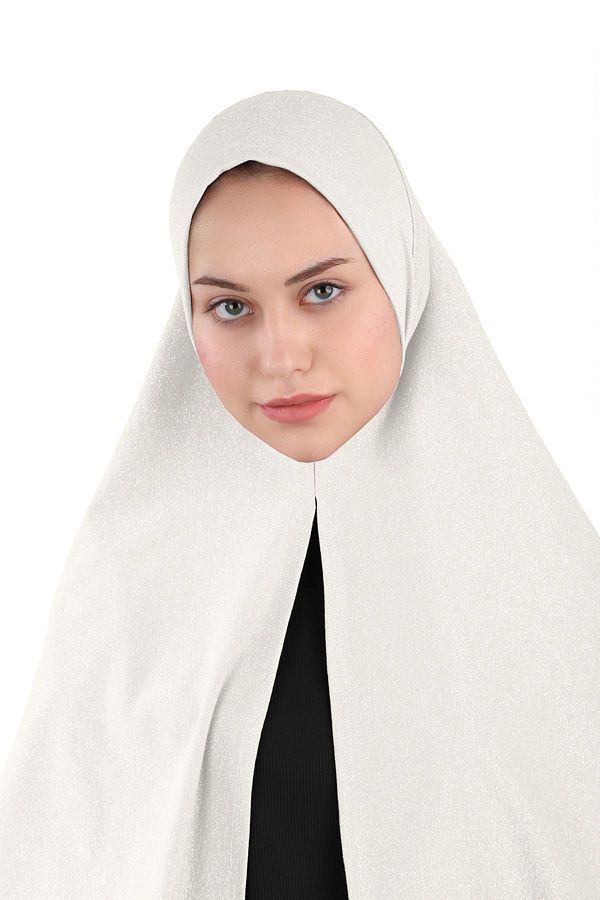 Ecardin-Glitter Premium Scarfs Hijab Turban - St 558 Cream 1