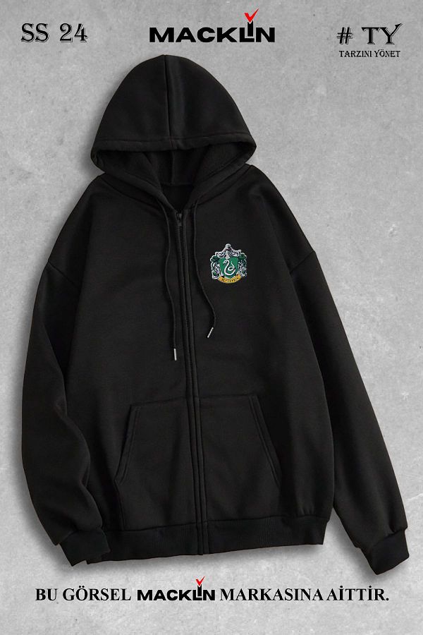 macklin Harry Potter Slytherin Printed Unisex Women s Men s Hooded Zippered Sweatshirt Fleece Jacket Trendyol