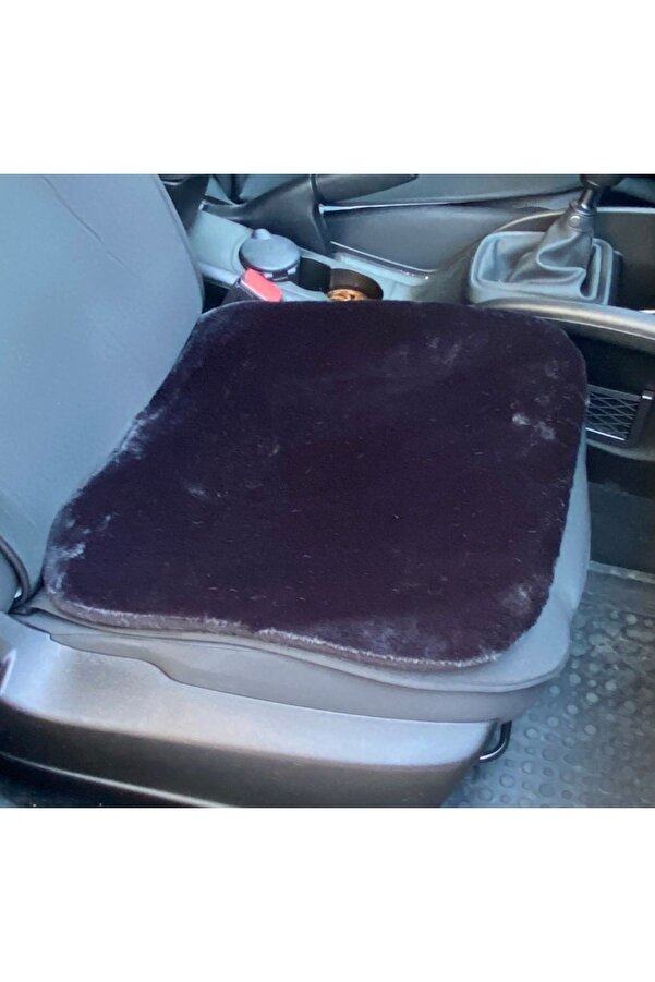 Oto Aksesuarcım Yumuşak Tüylü Peluş Serme Oto Koltuk Koruyucu Minder Ön Tekli Siyah