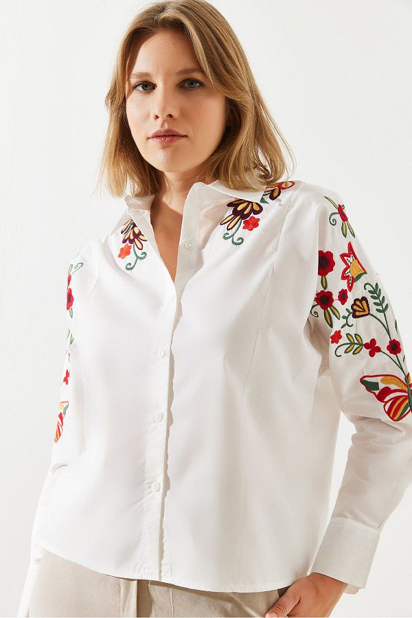 Bianco Lucci-Damen-Hemd aus Leinen mit Stickerei 60251781 1
