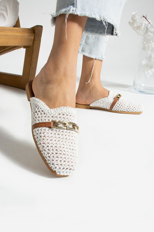 Glenz-Women's Closed Front Embroidery Chain Knitted Slippers TS1160 1