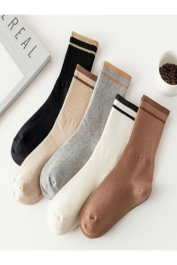 Sky Socks-Комплект от 5 зимни плетени тенис чорапи с дебела подметка 1