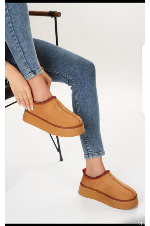 Bluefeet Tan Suede Fur Lined Women s Boat Shoes Trendyol