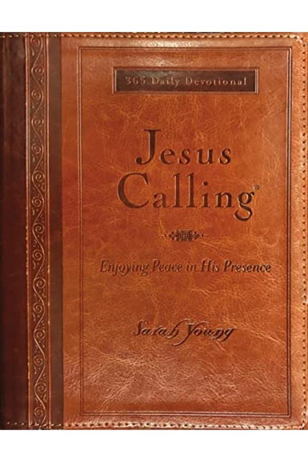 Harper Collins-Jesus Calling Large Text Brown Leathersoft With Full Scriptures Enjoying Peace In His Presence A 1