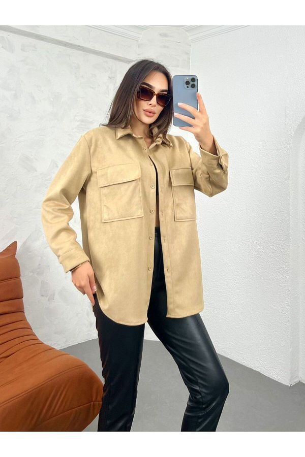 Women's suede shirt jacket sales
