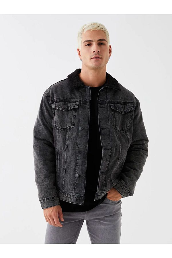 Lcw casual leather jacket clearance