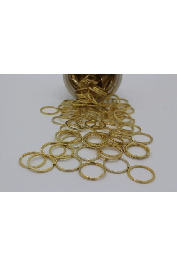 Hobimos-50 Pieces Gold Color Round Chainless Ring with Key 1