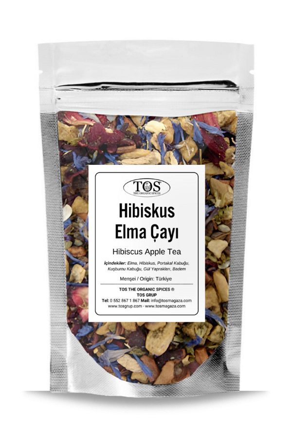 TOS The Organic Spices-Hibiscus Apple Tea - 250 Gr, 1St Quality Hibiscus Apple Tea 1
