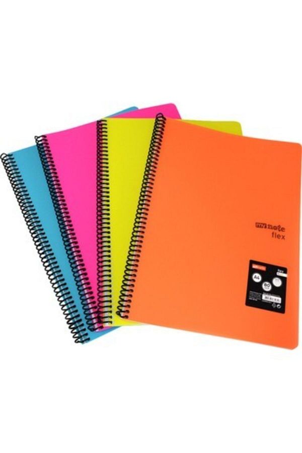 Umur-Mynote Flex A4 Size 40 Sheets Lined Plastic Cover Spiral Notebook 4 Pieces 1