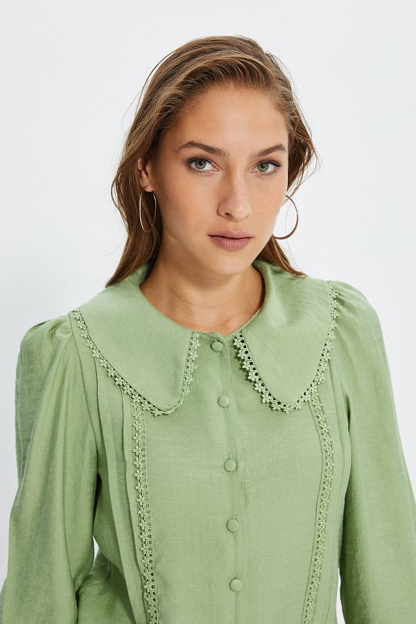 Trendyol Collection-Baba galléros menta csipke részlet - normál szabású, szőtt, TWOSS21GO0035 1