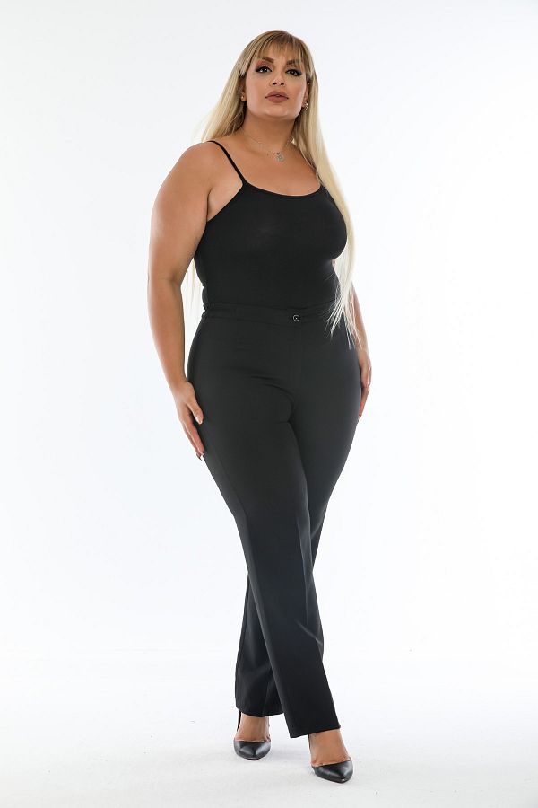 klaft Large Size Elastic Waist Slim Leg Women s Trousers Black Trendyol