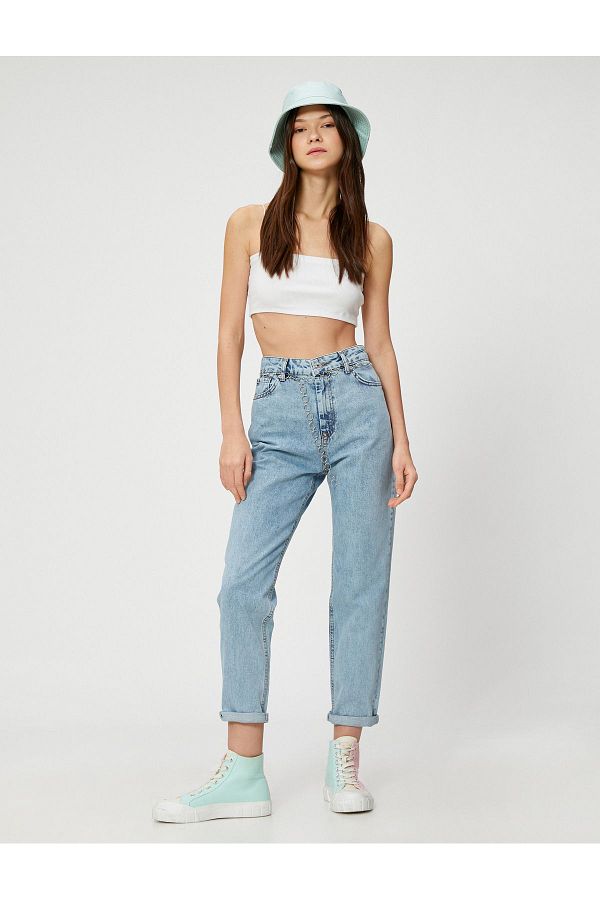 Koton High Waist Jeans Slightly Skinny Leg Mom Jeans Trendyol