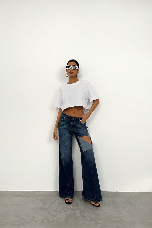 Black Fashion Blue Jeans Spanish Leg Side Piping and Stripe Trendyol
