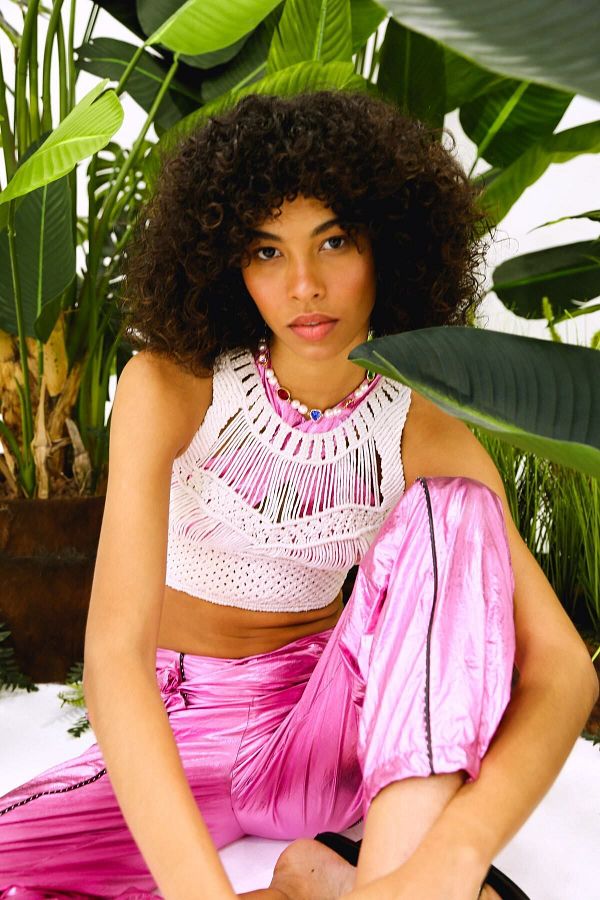 Rheme And Fons Custom Design Couture Handcrafted Macrame Knit Crop Top Macrame Crop top Trendyol