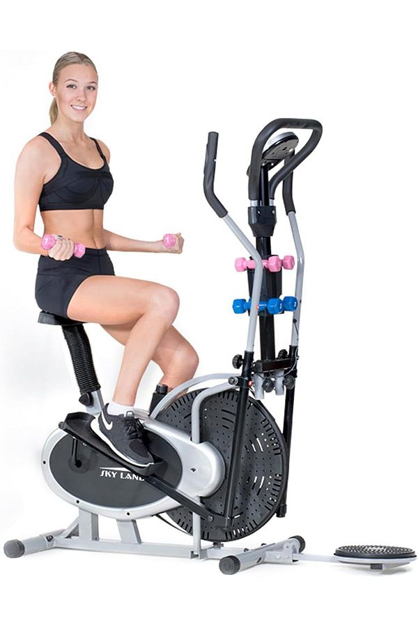 DubaiGallery Exercise Bike 4 In 1 Orbitrac Elliptical Trainer With Twister And Barbell 2 Sets Stationary Bike Trendyol