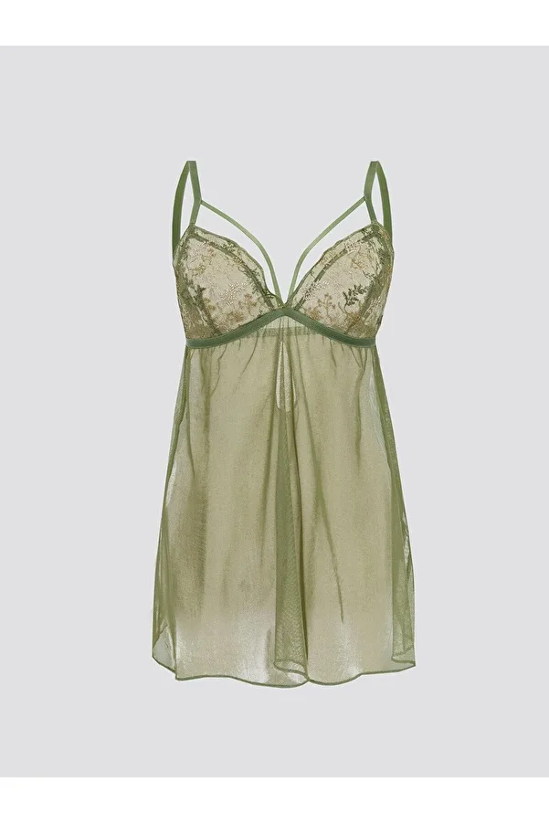 LC Waikiki-Lcw Dream Khaki Embroidered Unfilled Babydoll 1