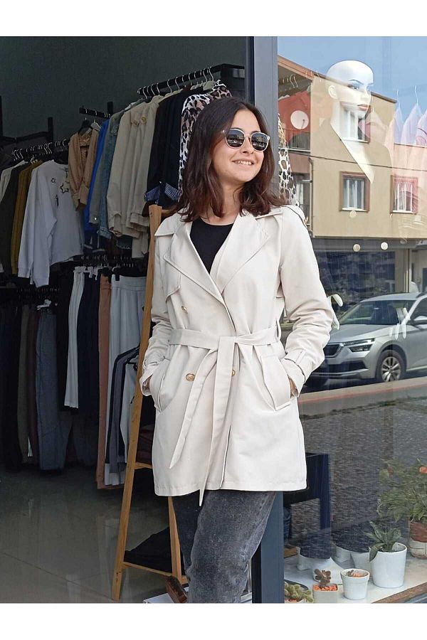 Trench coat with gold buttons deals