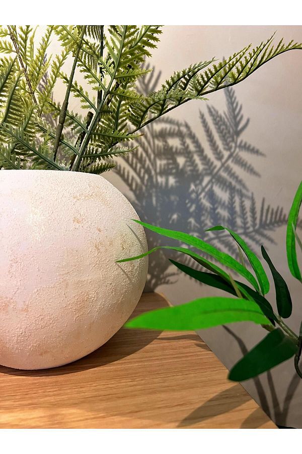 Yedi Home&Decor-Natural Stone Textured Ceramic Sphere Vase 1