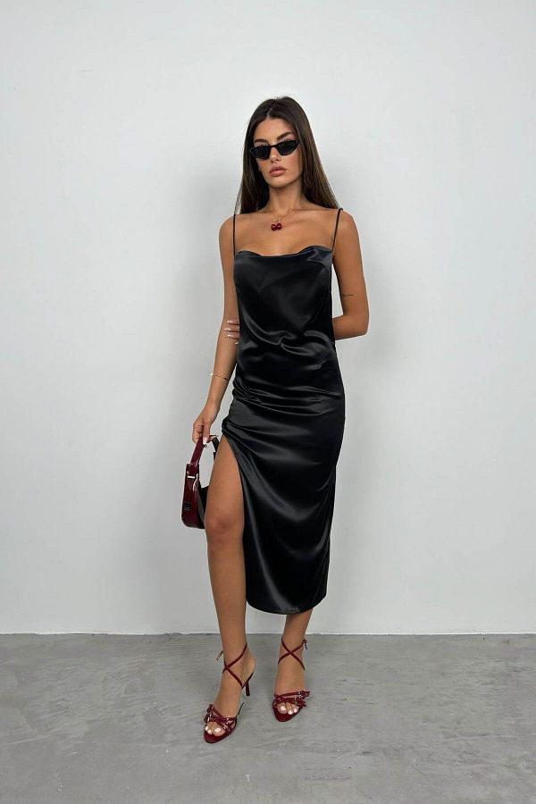 Satin thin strap dress outlet