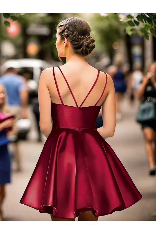 Maroon ruffle dress shop
