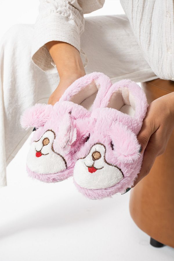 Moda Devrin-Pantofi roz pentru copii cu figurină de iepure - papuci de casă 1