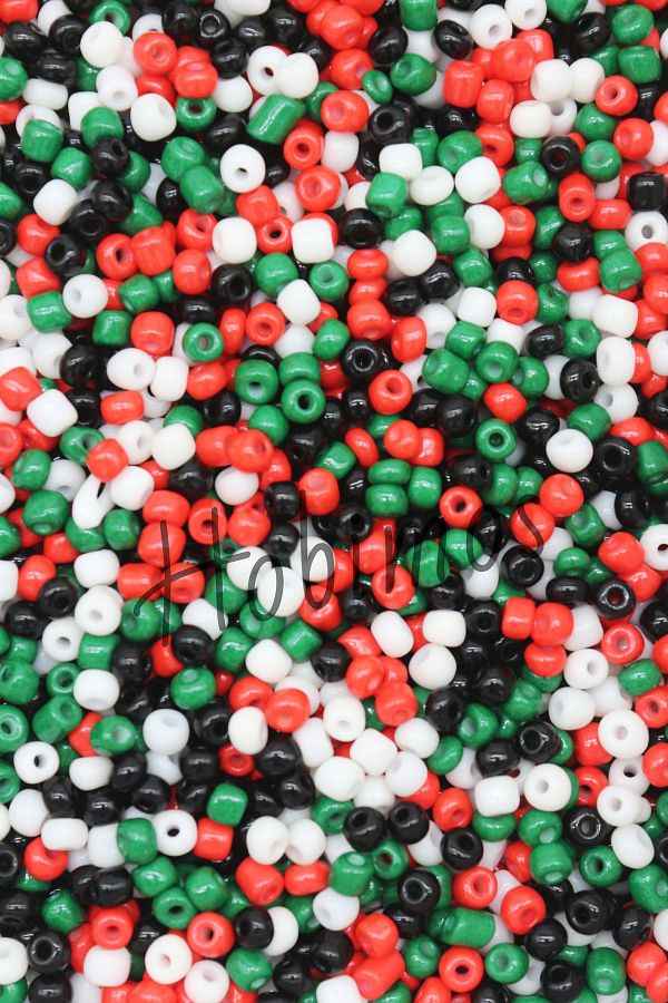 Hobimos-100 Grams Palestine Flag Themed 4 mm Sand Beads - Jewelry Making Beads 1
