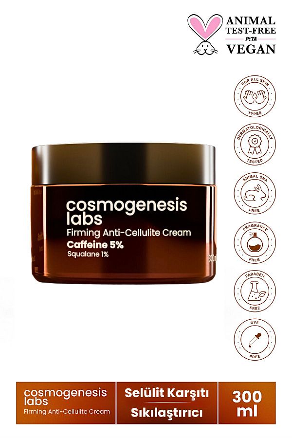Cosmogenesis Labs-Cellulite Cream Containing 5% Caffeine 300 ml - Anti-Stretch Mark Vegan That Provides Firming Regional Slimming 1