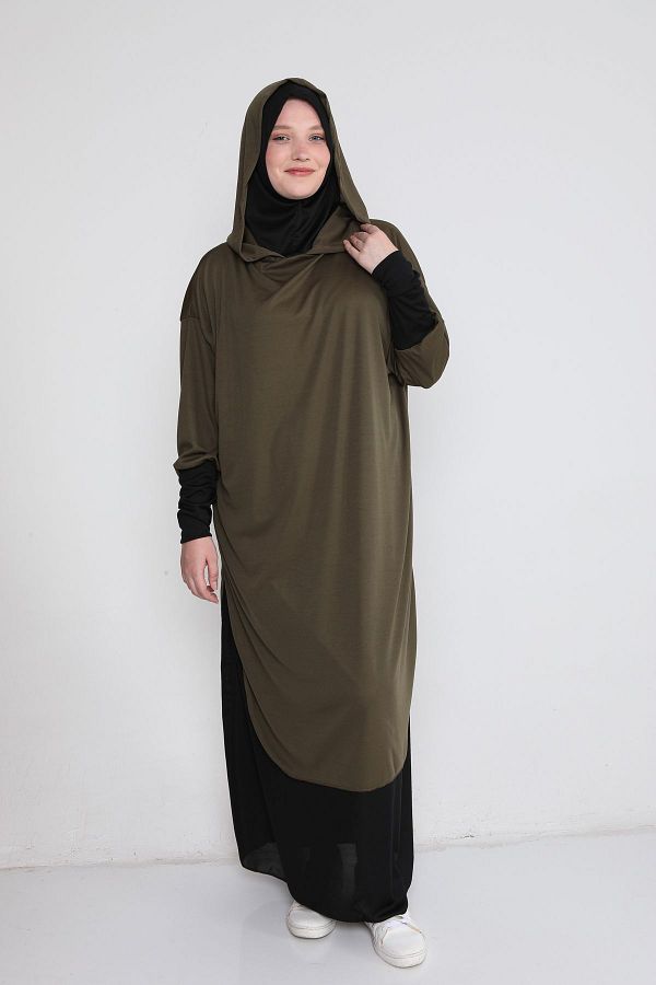 Kutay Collection-فستان صلاة نسائي عملي مع عمامة ذاتية 1